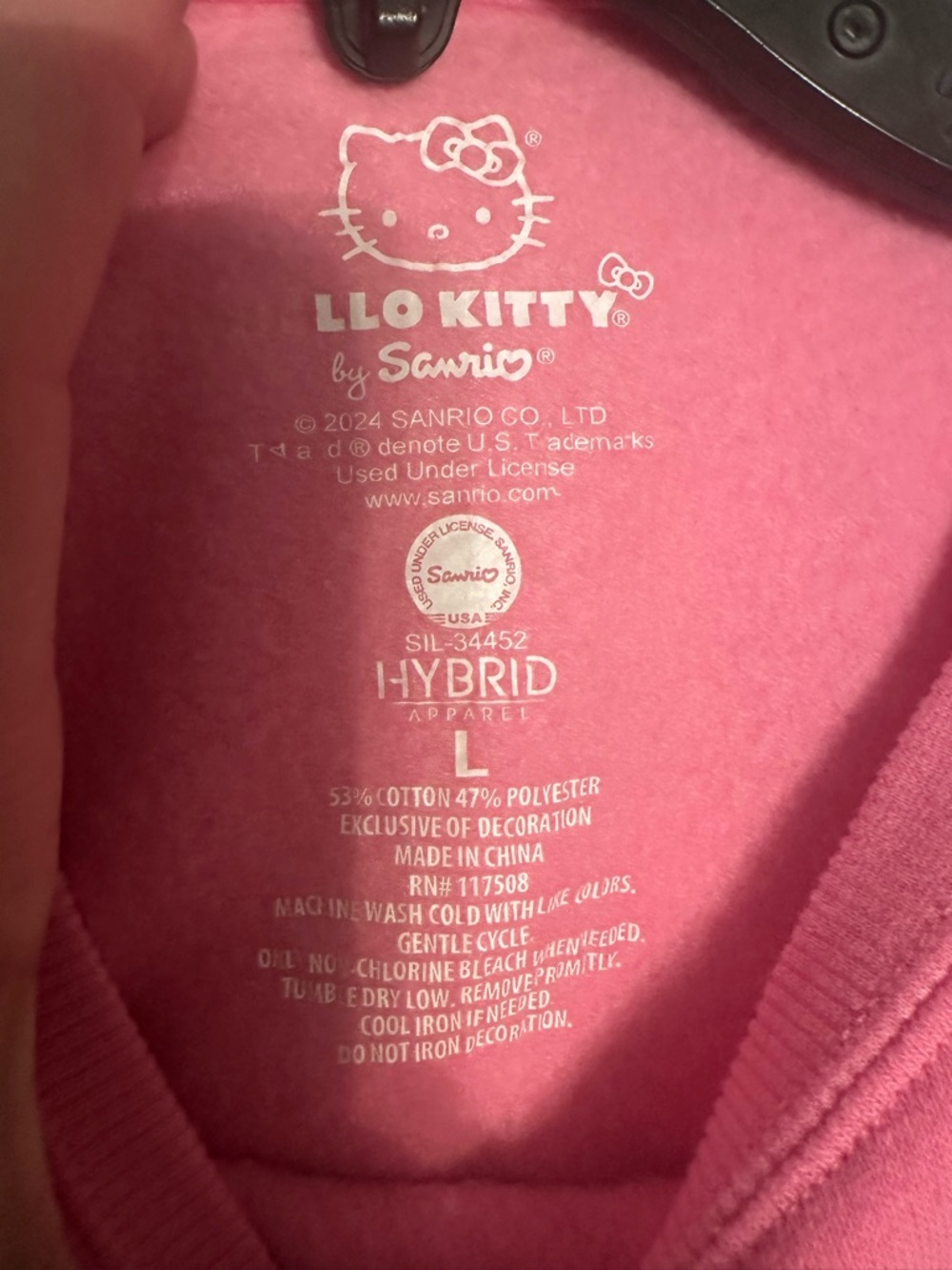 Hello Kitty Pink Graphic Sweatshirt Sz L candy cane - Picture 4 of 6